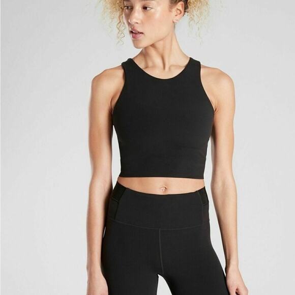 Athleta Conscious Crop Active Tank Top Black Shelf Bra Size XXS - Picture 1 of 4